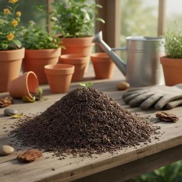 Imagem de Casca palha de arroz carbonizada substrato para plantas, flores, cacto