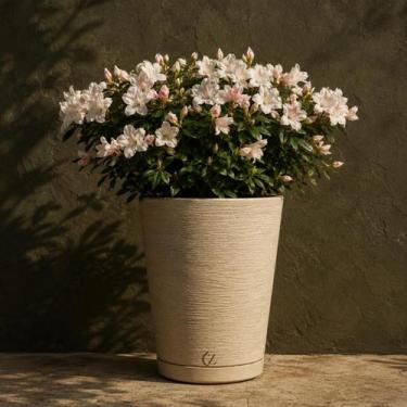 Imagem de Vaso Planta Flores Decorativo Pequeno 31cm Coluna Texturizada Interno 