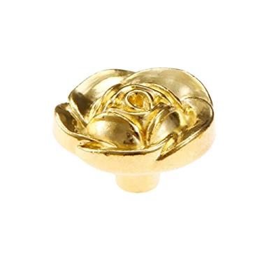Imagem de 1set Rose Forma Botões Antigos Bronze/Gold Liga de Zinco Flor Handles Redondo Pulso W/Parafuso 31x27mm Gaveta Porta Armário Vintage Decor YYDFPIIA (Color : Gold)