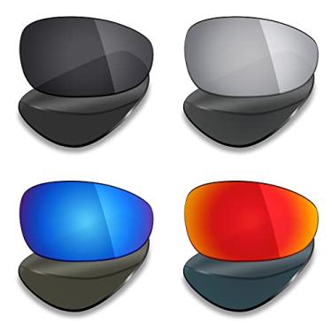 Imagem de 4 pares de lentes polarizadas de substituição Mryok para óculos de sol Oakley A Wire – Stealth preto/vermelho fogo/azul gelo/prata titânio