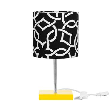 Imagem de Abajur Eros Cilindrico Elos Preto 060 Base Amarela Quadrada