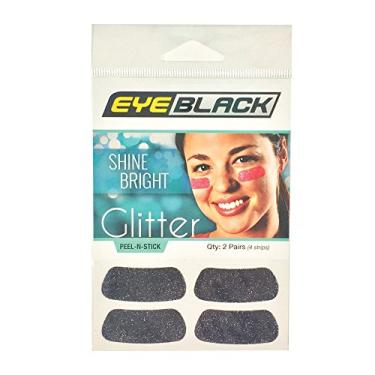 Imagem de EyeBlack Tiras coloridas de glitter sob os olhos | Futebol, beisebol, softbol, futebol | Ótimo para adultos e crianças | Fãs de Tailgating, eventos esportivos, torcedores - 2 pares/4 tiras - preto