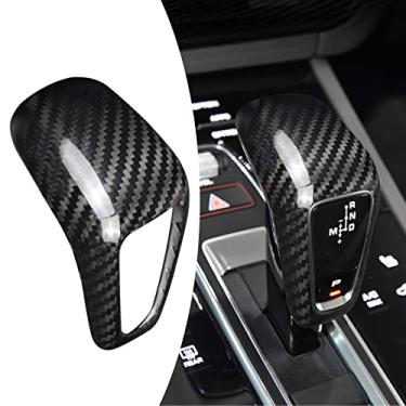 Imagem de FINMOKAL Para Porsche Cayenne 2018 2019-2021 Fibra De Carbono Seco Console De Mudança De Marchas Guarnição Do Botão Preto, Fibra De Carbono