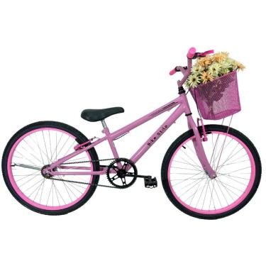 Imagem de Bicicleta Infantil Aro 24 Mtb Cesta Feminina Rosa Bebê