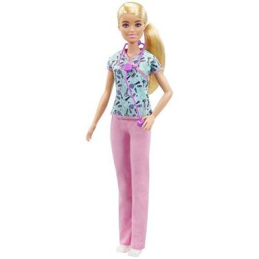 Imagem de Boneca Barbie Loira Enfermeira Com Estetoscópio Mattel