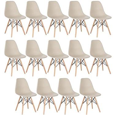Imagem de Loft7, KIT - 14 x cadeiras Charles Eames Eiffel DSW - Base de madeira clara - Nude