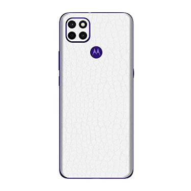 Imagem de Skin Adesivo Traseira Fibra Carbono e outras texturas Para Moto G9 Power (Couro Branco)