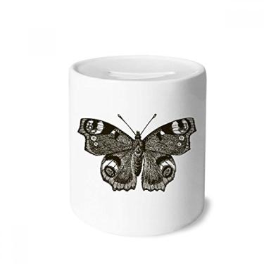 Imagem de Caixa de moedas de cerâmica com asas escuras, borboleta com asas escuras, presente de cofrinho