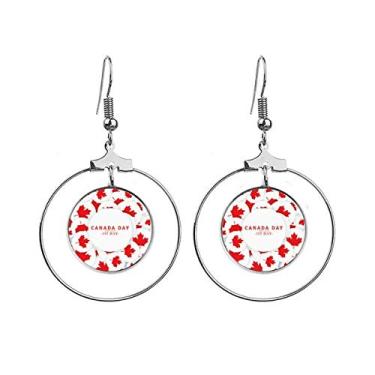 Imagem de 4 de julho, folha de bordo feliz dia do Canadá brincos pendentes joia círculo gota
