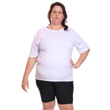 Imagem de Camiseta Feminina Plus Size Manga Curta Dry Lisa Proteção Solar UV Térmica Treino-Feminino