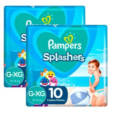 Imagem de Kit 2 Fraldas Descartáveis Pampers Splashers Piscina G/XG 10 Unidades