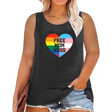 Imagem de Camiseta feminina plus size orgulho gay orgulho LGBT Camisetas Love Wins Lesbian Igualdade Arco-íris Gay Ally Tops sem mangas (2-5X), Cinza escuro-009, XXG
