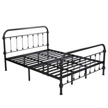 Imagem de Estrutura De Cama Moderna Queen De Metal, Estrutura De Cama King Size Com Pernas De Apoio, Estrutura De Cama Plataforma Tamanho Queen, Fácil Montagem (Color : Black, Size : 70x78in)