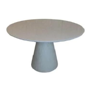 Imagem de Mesa De Jantar Cone 150cm Cimento Queimado + Vidro Cinza Claro