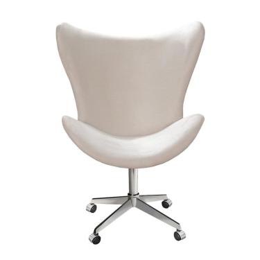 Imagem de Poltrona Alice Lisa Cadeira Egg Slim Pé Giratório com Rodinhas Recepção, Escritório Bege Claro