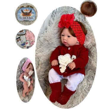 Imagem de Bebe Reborn Boneca Anny VR corpo Silicone realista, cabelo Castanho.p/ Dar Banho)25 Ite...