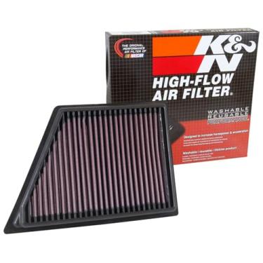 Imagem de K&N Filtro de ar do motor: Alto desempenho, Premium, lavável, filtro de substituição: Compatível com CADILLAC (CT6) 2016-2019, 33-5054