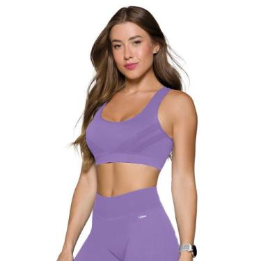 Imagem de Top Sem Costura Selene Fitness Fit Modelo Sem Bojo E Sem Aro, GG, Roxo
