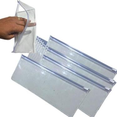 Imagem de Embalagem Multiuso PVC Retangular Zíper 22x9cm Kit 20unds - Embalagens