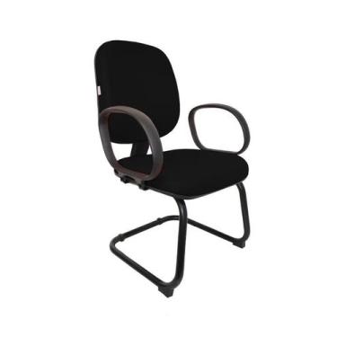 Imagem de Cadeira Fixa Diretor Fire Base S com Braço - Maiart, Preto, Couro Sint