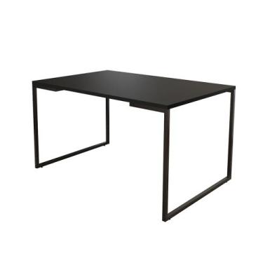 Imagem de Mesa de Jantar Industrial 6 Lugares Preta 140x90 Base Aço Preto - CASA
