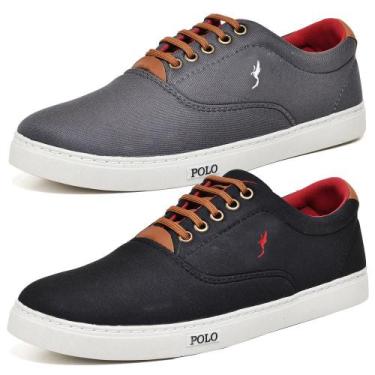 Imagem de Sapatênis Masculino Casual Confortável Lona Polo Blu Kit 2, Cinza, Pre