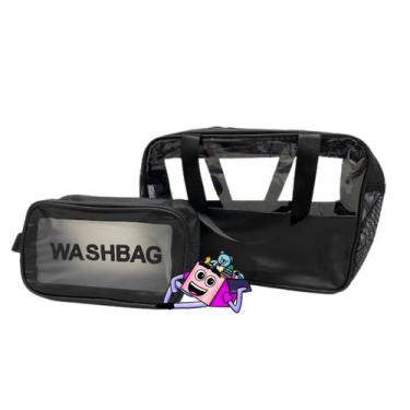 Imagem de Kit 2 Necessaires de PVC Com Divisórias Preta - Amigold