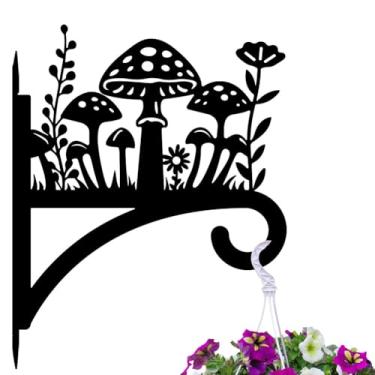 Imagem de peacoblue Gancho de ferro para pendurar em ambientes internos e externos, vaso de samambaia, lanterna, alimentador de pássaros, 30 x 38 cm, suporte de parede de metal resistente ao clima para varanda,