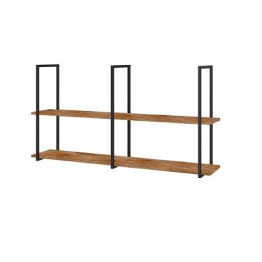 Imagem de Prateleira Madeira Industrial Suspensa 140 cm Multiuso - Fina Mobília