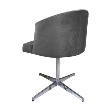 Imagem de Cadeira Poltrona Base Cromada Giratoria Estofada Arkadina - WolgueDeco