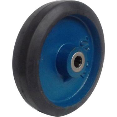 Imagem de Roda de Ferro Revestida em Borracha 9x2 Rolete 7/8" p/ Carrinho de Car