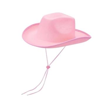 Imagem de Vaveren Chapéu de cowboy adultos chapéu de cowgirl para eventos de festa concertos de festival de música de cosplay, Rosa