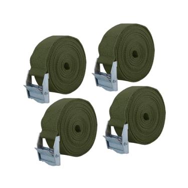 Imagem de REPAIROCK 4 peças de alças de amarração de carga de 3 metros alças de amarração de carga pesada alça de bagagem de viagem ajustável com fivela de trava de came para carro caminhão verde exército peças