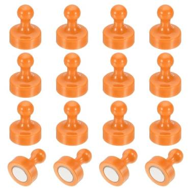 Imagem de PATIKIL 16 pinos de ímãs, 1 x 0,8 ímãs fortes de geladeira quadro branco magnético tachinhas decorativas para geladeira Locker calendário escritório, laranja