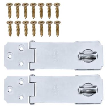 Imagem de Dobradiça Porta Cadeado Fecho Trinco Zincado 4,5" Para Portão Gaveta Armário | Silvana | Kit 02 Un