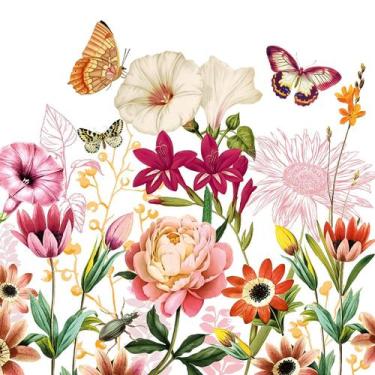 Imagem de Guardanapo para Decoupage 33x33 Flores e Borboletas Illusion C/20 - PP