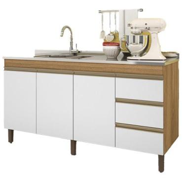 Imagem de Balcao Karen Para Pia 1,59cm 3P 3G PLLA - Peternella, Nature Off White