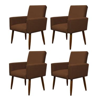 Imagem de Kit 4 Poltronas Decorativa Sala E Quarto Nina Suede Herrero Cor:cobre
