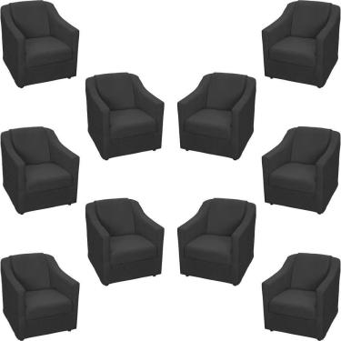 Imagem de Kit 10 Poltronas Decorativa Mila Pé De Plástico Cromado - Preto Suede