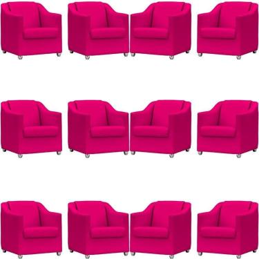 Imagem de Kit 12 Poltronas Mila Corino Cores Pé De Plástico Cromado - Pink Corino