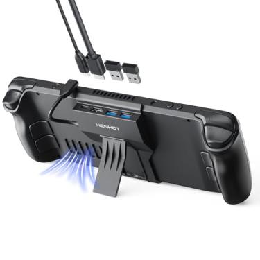 Imagem de HenHot Steam Deck Dock, hub USB C de 4 portas com HDMI 2.0 4K a 60Hz, Dual USB-A 3.0, 100W Max PD-in, suporte dobrável