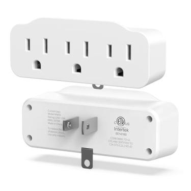 Imagem de FiiMan Adaptador De Aterramento Listado Pela Etl, Conversor 3 Pinos Para 2 Tomadas Triplas, Extensor Tomada Polarizado Fiiman, Divisor Parede Com Ca, Branco (1 Pacote)