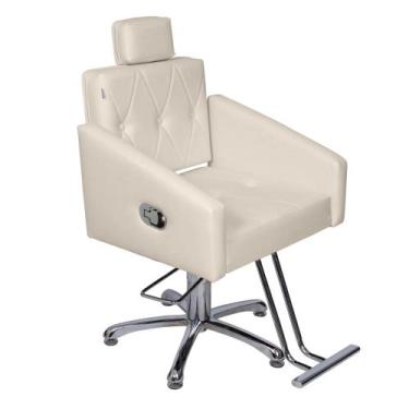 Imagem de Poltrona Cadeira Reclinável Hidráulica Diamante Estofado Bege - Moveis