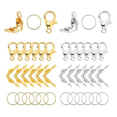 Imagem de AIEX Conjunto De Acessórios Para Fazer Joias Com 540 Peças, 240 Pontas Contas, Conectores Argolas Abertas E 60 Fechos, Kit Colar Pulseira (Dourado, Prateado)
