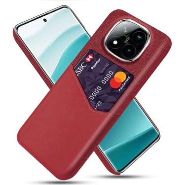 Imagem de Capa para Xiaomi Redmi Note 14 PRO PLUS 5G,Tela e tampa de couro PU,Antideslizante,360°cobertura completa à prova de choque com 1 slot de cartão atrás,Prevenção de queda-Red