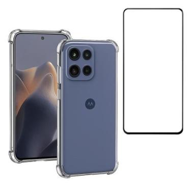 Imagem de Kit Capinha Case Silicone TPU + Película Curva para Moto Edge 60 Pro C