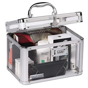 Imagem de Vaultz Caixa de cadeado com combinação – Pacote de 2,5 x 19 x 19 cm Cofre padrão com chave e cadeado combo para documentos importantes, medicamentos e dinheiro – Transparente