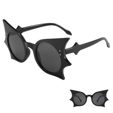 Imagem de JIE CARALL Óculos de sol estilo borboleta retrô punk hip hop estilo borboleta para mulheres e homens, acessórios de festa de Halloween (preto)