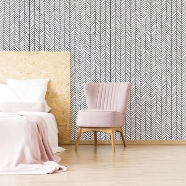 Imagem de Papel de Parede Cinza Escuro e Branco Minimalista 57x270cm - Quartinho