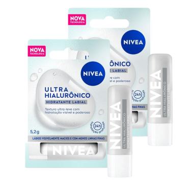 Imagem de Kit 2 Hidratante Labial Nivea Ultra Hialurônico 5,2g